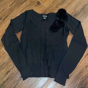 Black Cardigan with Floral Detail